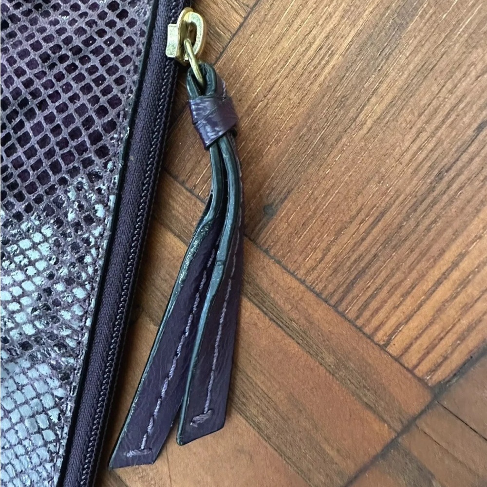 COACH Peyton Embossed Leather Snake Zipper Satchel Pouch Clutch Bag - Picture 6 of 9